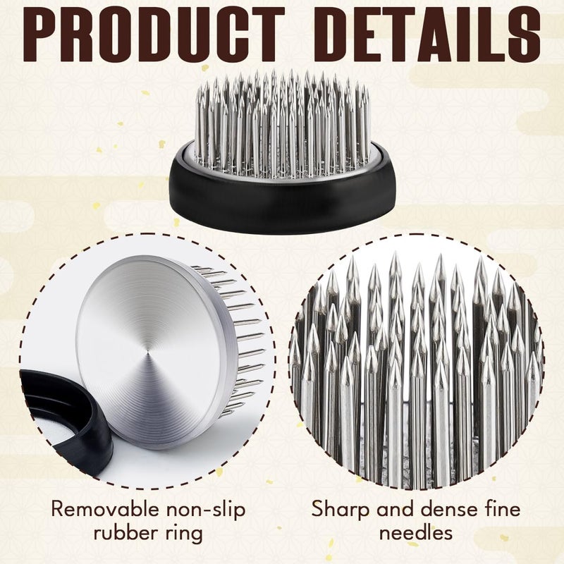 Meiwlong Japanese Ikebana Vase Kit 1.57 Inch Flower Frog Kenzan Ceramic Bowls for Flower Arrangement Supplies Mental Pin Frogs Decoration for Flowers Holder with Rubber Base Flower Fixed Tool - Image 3